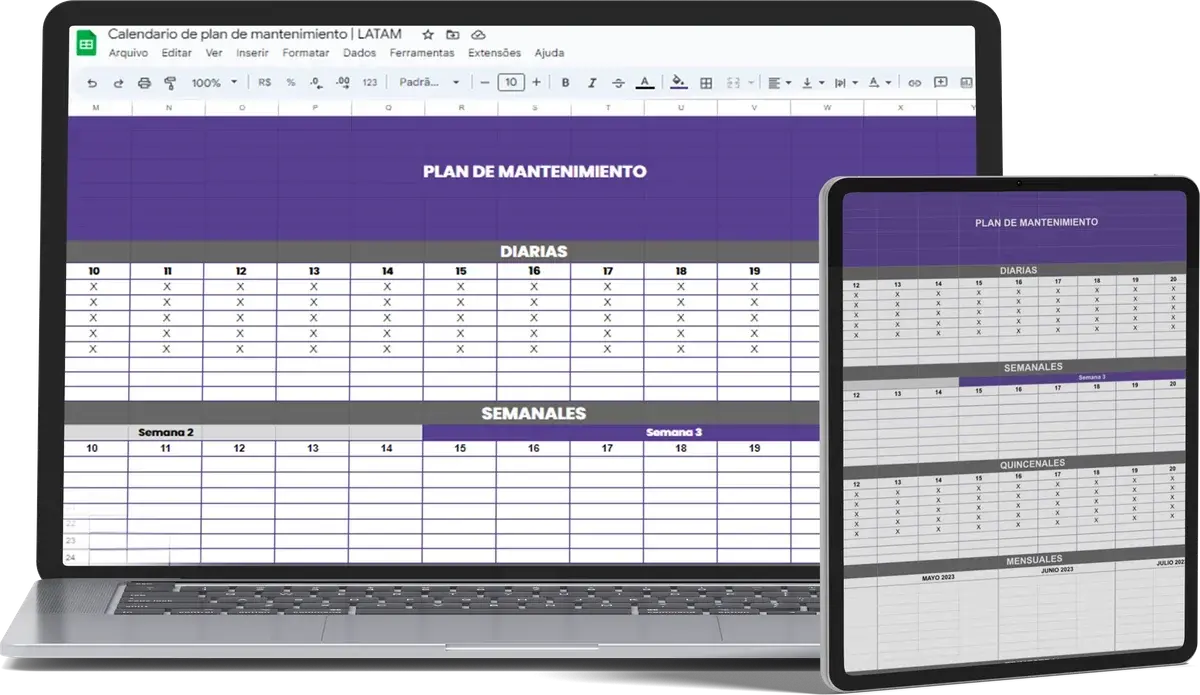 Calendario de plan de mantenimiento: vista previa del material de Auvo